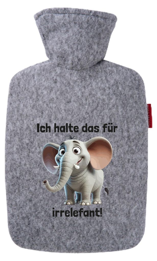 Huuraa Wärmflasche Ich halte das für irrelefant Elefant Meme 1,8 Liter Filz Classic Filzbezug Bettflasche Geschenkidee