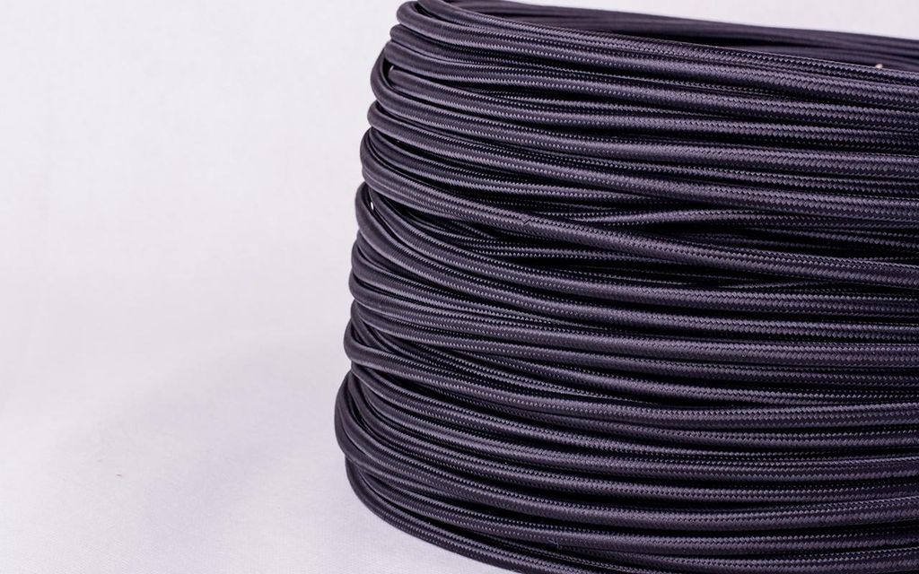 Stoffkabel Kupfer Textilkabel Lampenkabel Stromkabel H03VV-F 3x0,75 3-adrig - Farbe: Schwarz