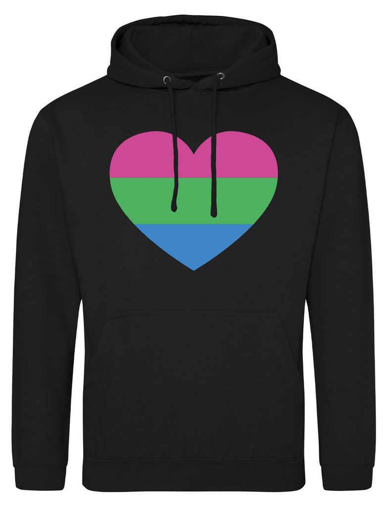 Huuraa Uni Hoodie Polyuell Pride Flagge LGBTQ Herz 3XL Deep Black Vegan Sweatshirt Geschenkidee