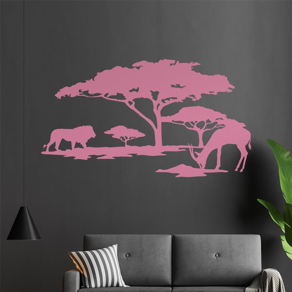 KIWISTAR Afrika Motiv Löwe u. Antilope Wandtattoo in 6 Größen - Wandaufkleber Wall Sticker - Dekoration, Küche, Wohnzimmer, Schlafzimmer, Badez...
