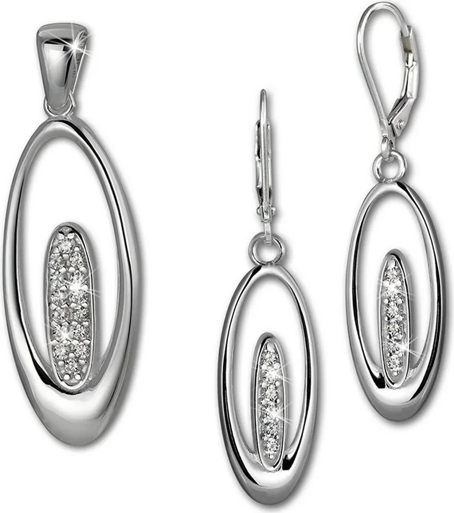 Évitez les allergies avec ce set bijoux argent 925 zirconium ovale durable