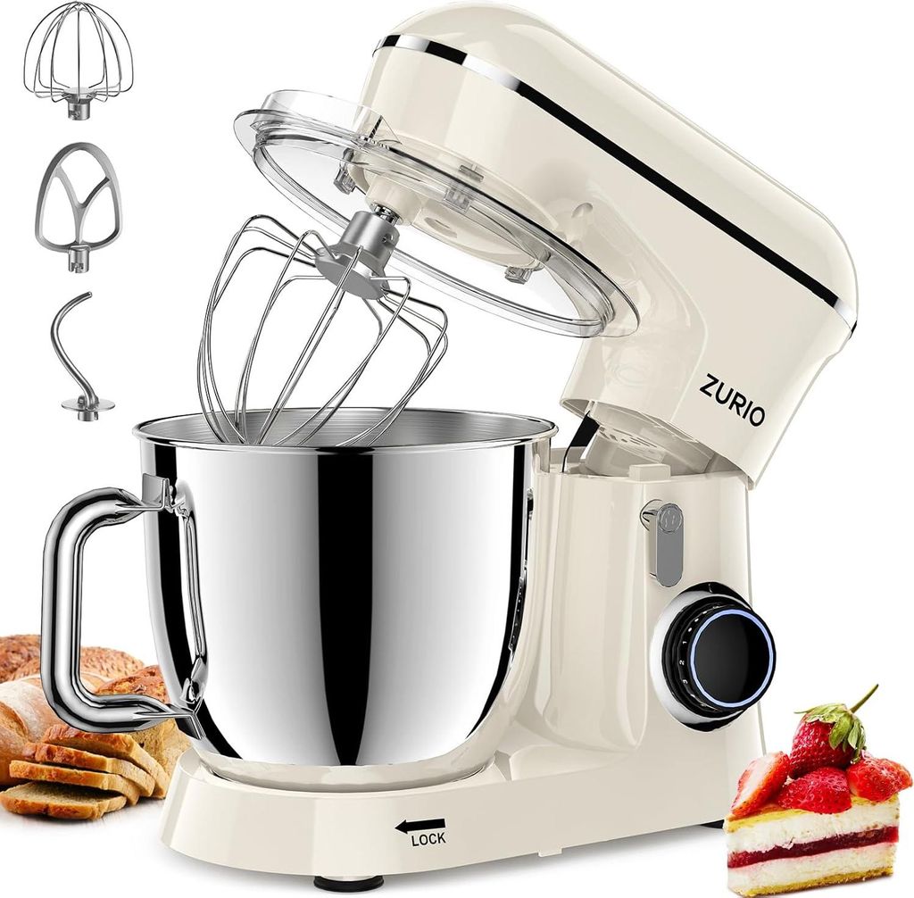 Küchenmaschine Rührmaschine 1300W Zurio 5.5L Knetmaschine 10 Gang Roboter mit Leiser Gärfunktion Impastatrice Planetaria