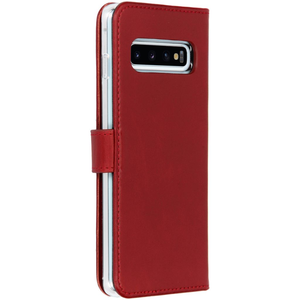 Selencia Echtleder Klapphülle Samsung Galaxy S10 - Rot