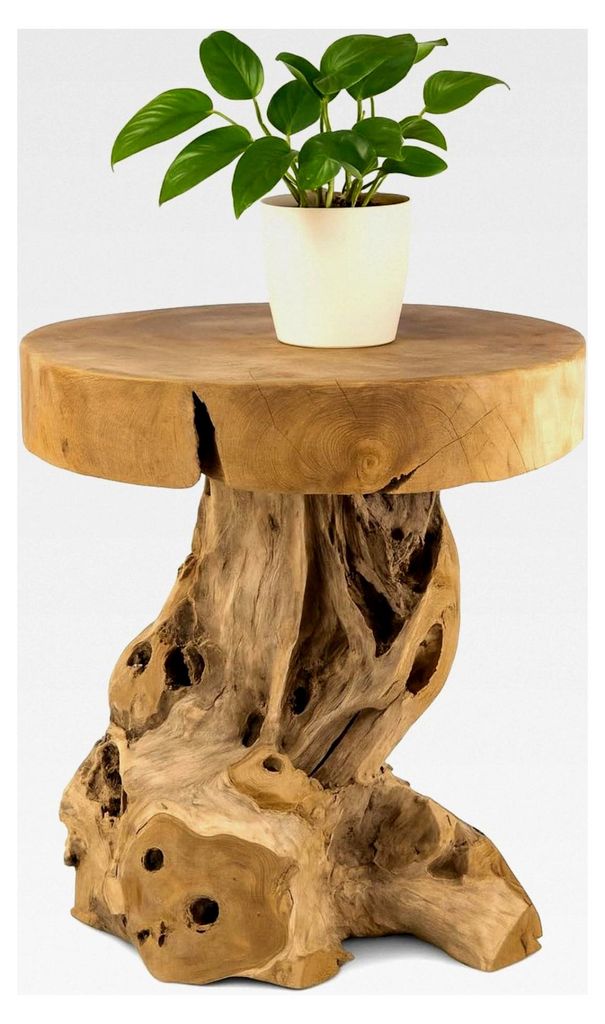 Teak Hocker Sitzhocker Blumenhocker Beistelltisch Nachttisch Pflanzenhocker Blumenpodest Holz