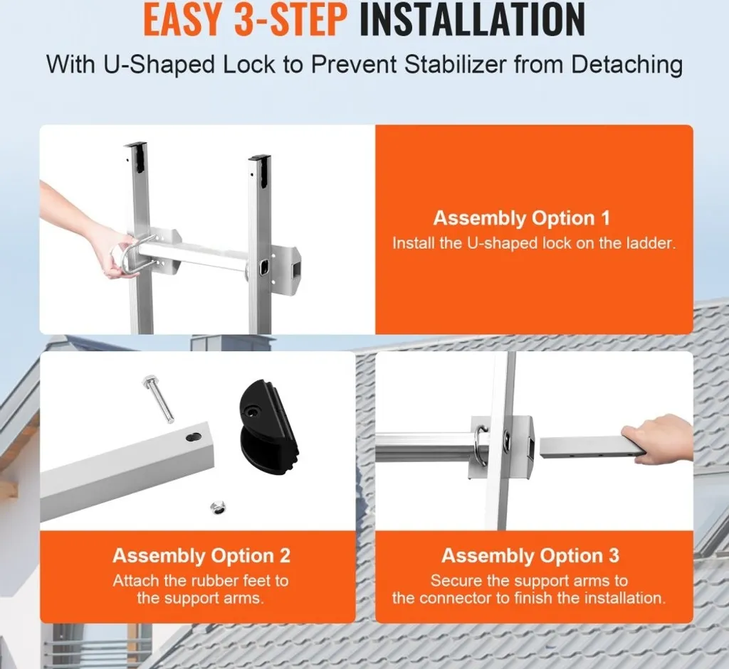 Support d'échelle robuste 920mm - Stabilisateur avec entretoise murale - 5