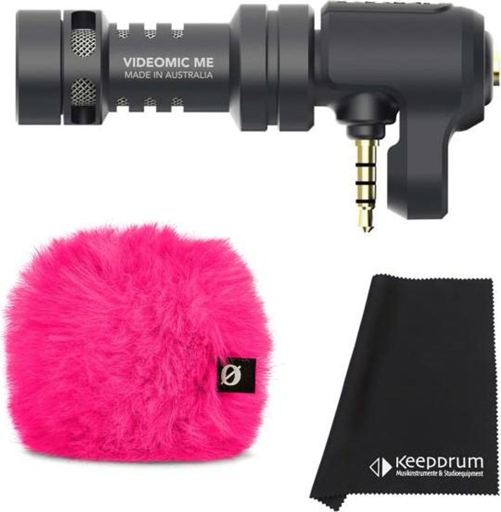 Rode Videomic Me mit Windschutz Pink und Tuch