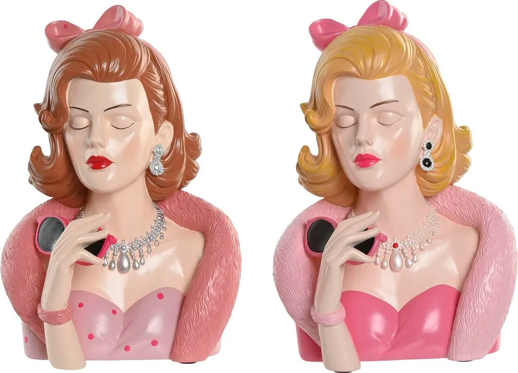 Figurine déco femme jaune et marron Home Esprit 29 cm - Set de 2 unités