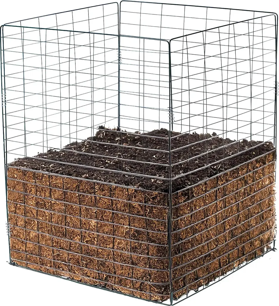 Bac à Compost Grillagé 440L en Acier pour Recyclage de Déchets Verts