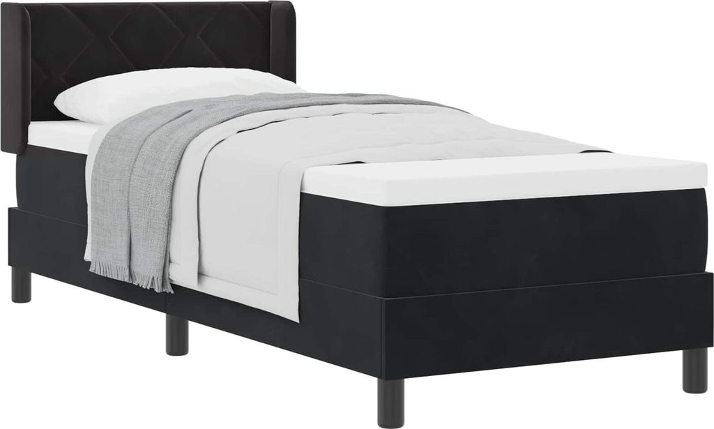 Boxspringbett mit Kopfteil Schwarz 200 x 80 cm Samt