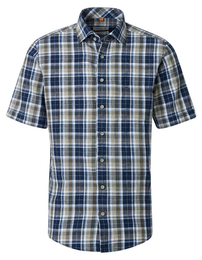 Redmond - Casual Fit - Herren Freizeithemd Kurzarm (261155999), Größe:L, Farbe:Grün(600)