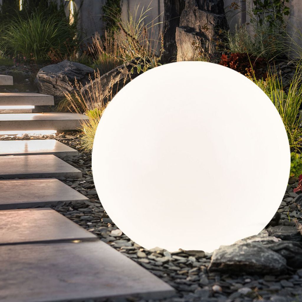 LED-Solar-Wegleuchte Mit Kugel – Edelstahl, 45x12 Cm, Warmweiß, Outdoor, Inkl. Akku