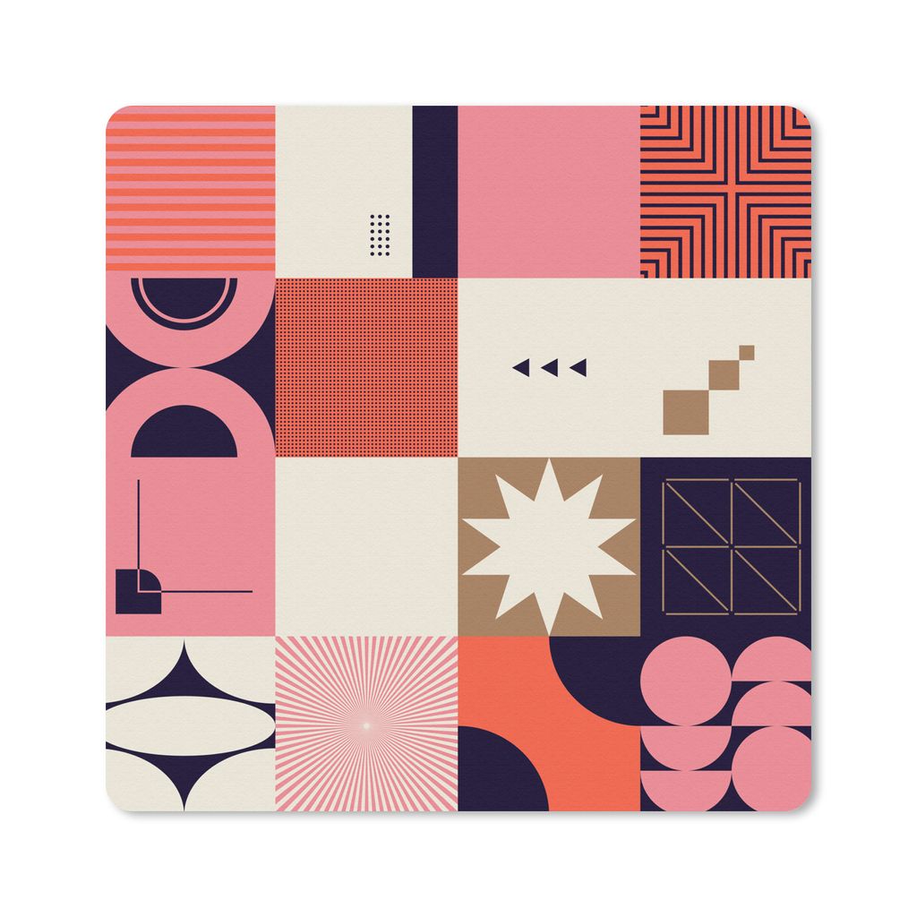 MuchoWow Mauspad Mousepad Formen - Vintage - Geometrie - Muster 20x20 cm - Mousepads - Maus Mat - Pad - Mausunterlage - Desk Mat - Bureauartikeln