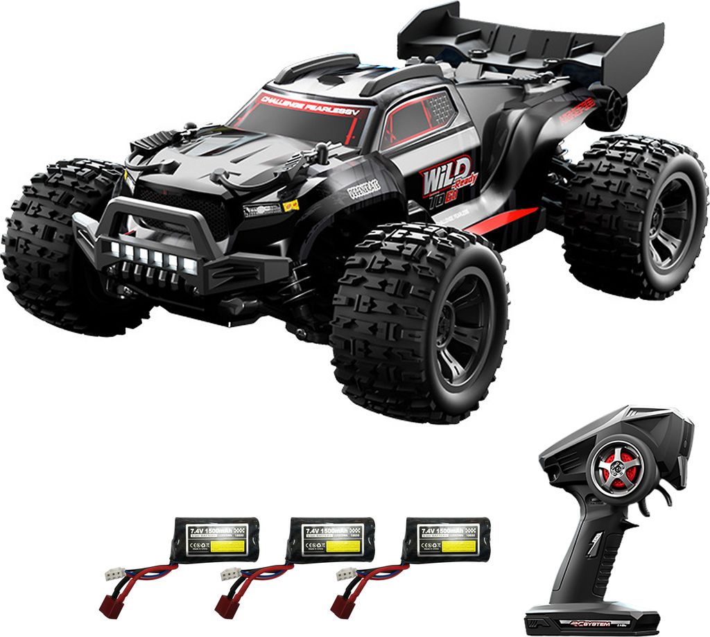 Ferngesteuertes Auto, Massstab 1:18, 28 km/h, Hochgeschwindigkeits-Gelaendewagen mit LED-Scheinwerfern, 4WD All Terrain Electric Crawler, Spielzeug...