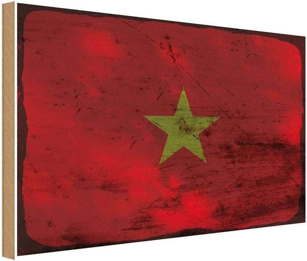 vianmo Holzschild 20x30 cm Vietnam Rost Flagge Fahne Wappen