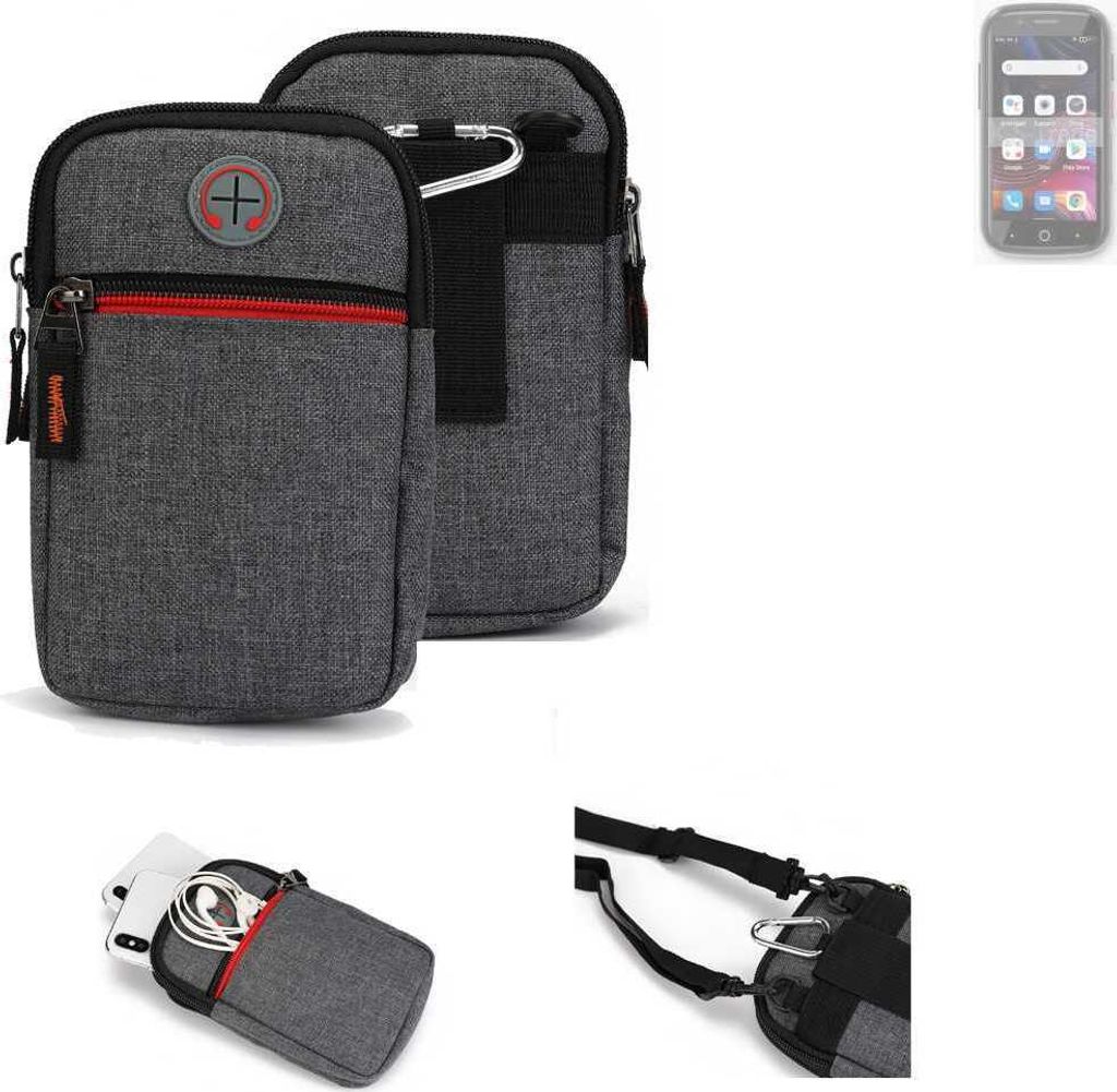 K-S-Trade Holster Gürteltasche kompatibel mit Unihertz Jelly 2E Handy Tasche Schutz Hülle grau Zusatzfächer 1x