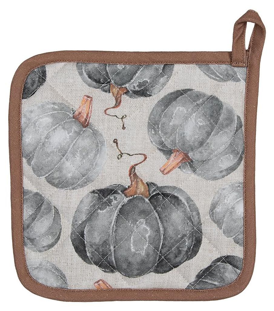 Clayre & Eef Topflappen 20x20 cm Grau Baumwolle Kürbis Produktbild 