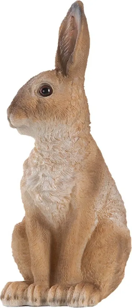 Lapin décoratif 23cm polyrésine haute qualité brun blanc bicolore - 4