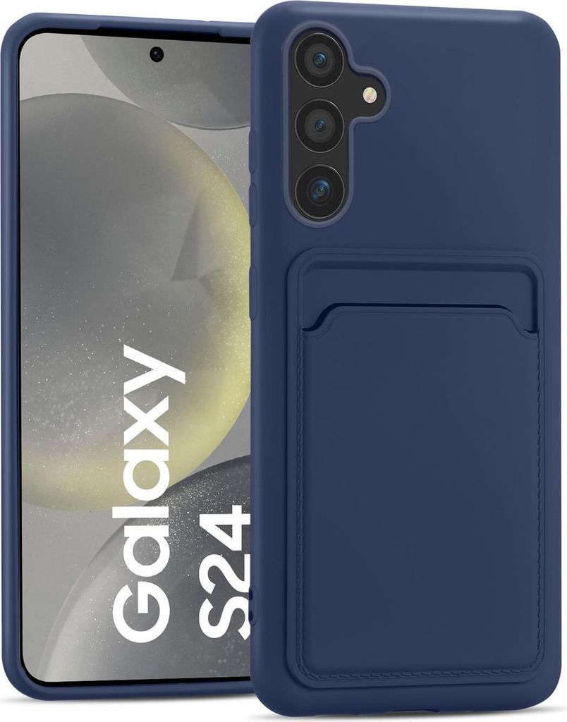 Conie Schutzhülle für Samsung Galaxy S24 FE mit Kartenfach Tasche Case Cover Bumper Silikon Hülle in Blau