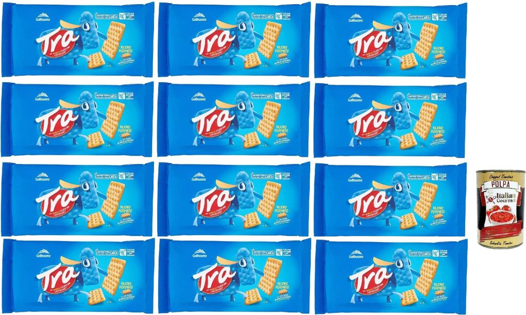 Galbusera Crackers Cracker salati Salzgebäck gesalzen 12x 250g, herzhafter Snack kekse aus Italien + Italian Gourmet polpa 400g