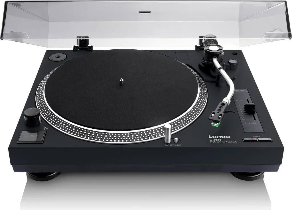 Platine Vinyle Lenco L-3828BK Direct Drive Noire avec Préampli Intégré