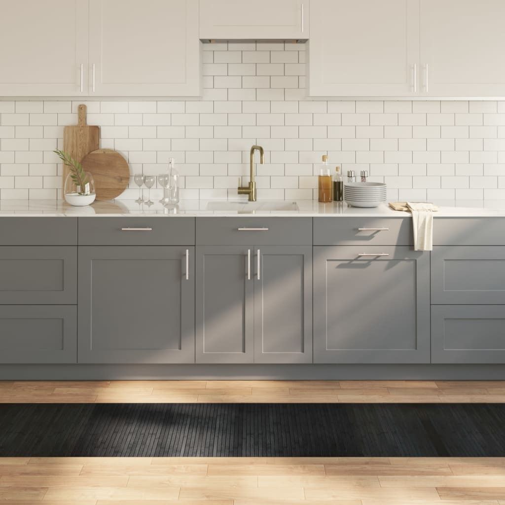 vidaXL Teppich Rechteckig Grau 60x300 cm Bambus Produktbild 