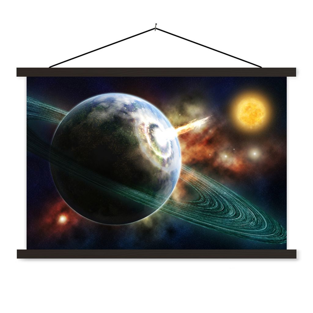 MuchoWow Textilposter Meteoriteneinschläge 120x80 cm mit schwarzem Rahmen - Wanddeko