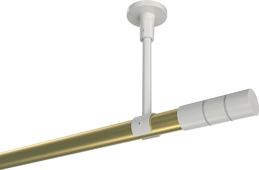 Interdeco Gardinenstange / Vorhangstange Messing-Optik / Weiß, Typ Sonette Elanto (Rillenzylinder) ohne Ringe, Deckenmontage, 20 mm Ø 1-läufig, ...