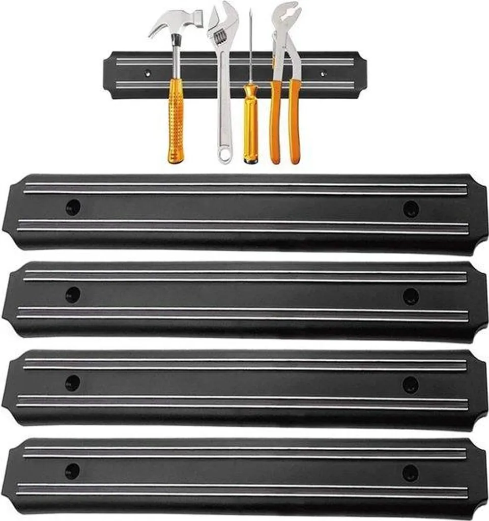 Organisateur d'outils magnétique 33 cm - Support mural noir lot de 4