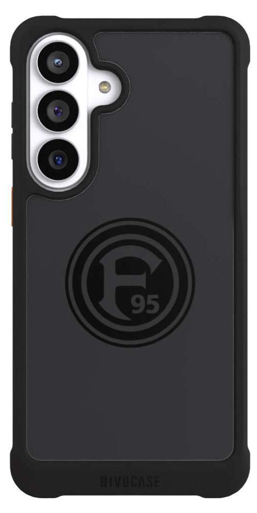 NIVOCASE Hülle für Samsung Galaxy S26+ Stoßfeste Handyhülle NIVOmax Case Schwarz F95 Fortuna Düsseldorf Logo