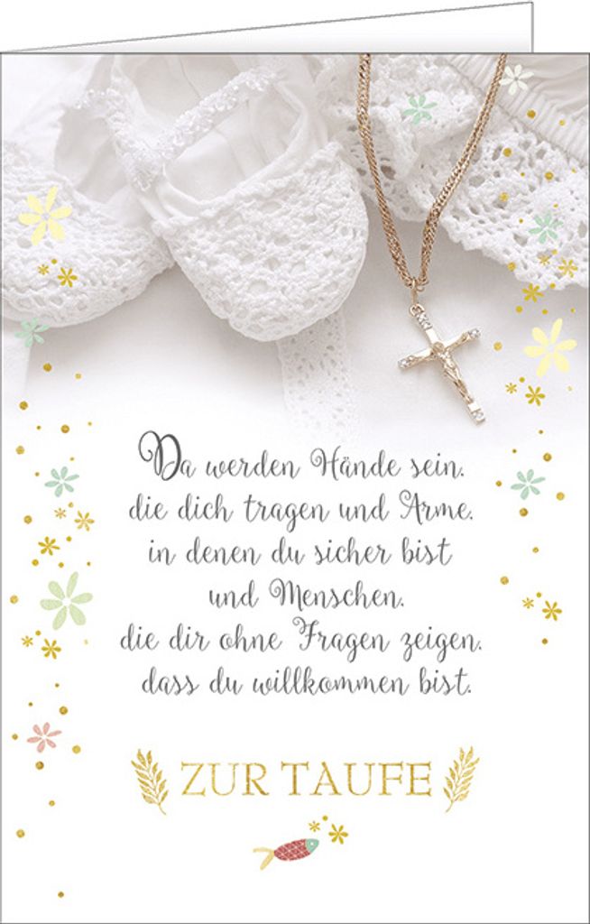 Taufe – Schühchen mit Kette – "Zur Taufe..." Karte mit Briefumschlag