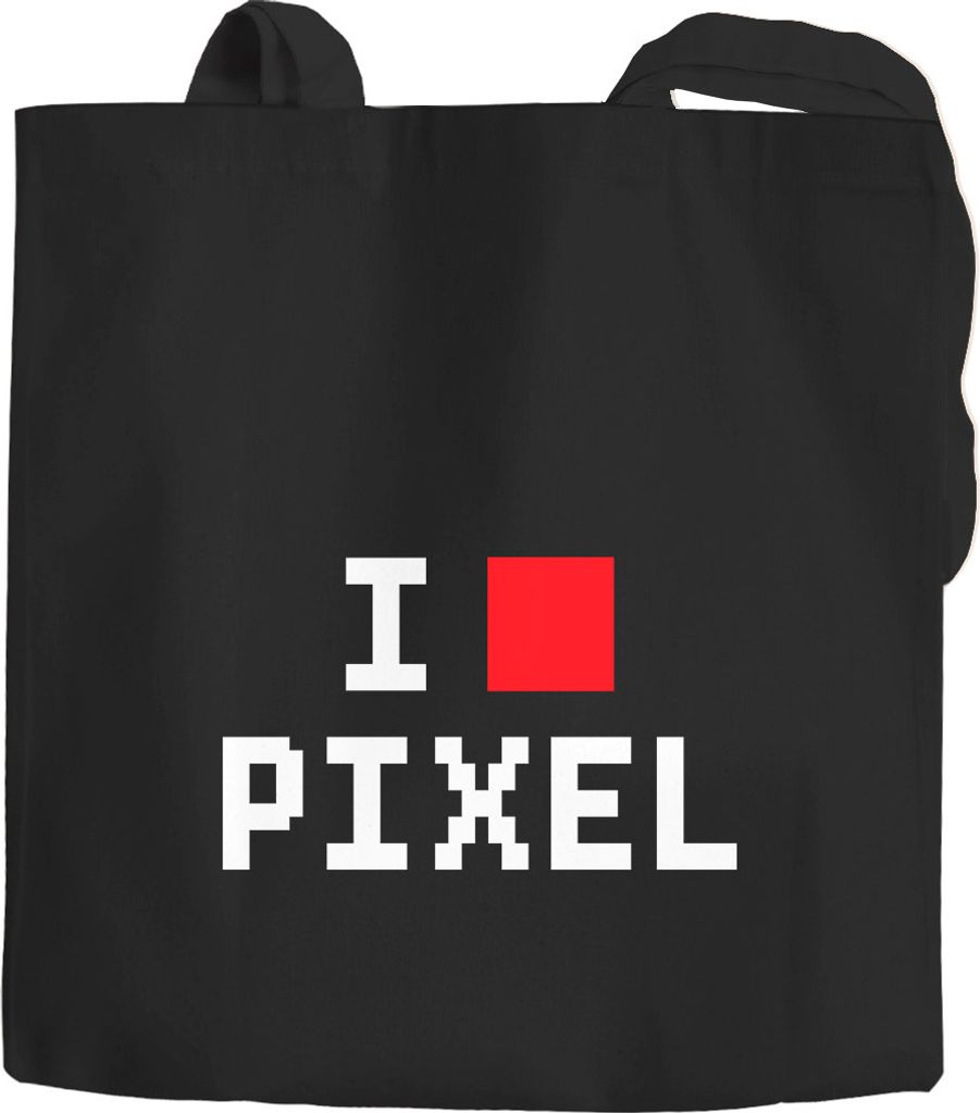 Jutebeutel I Love Pixel Baumwolltasche Stoffbeutel Tragetasche Moonworks schwarz unisize