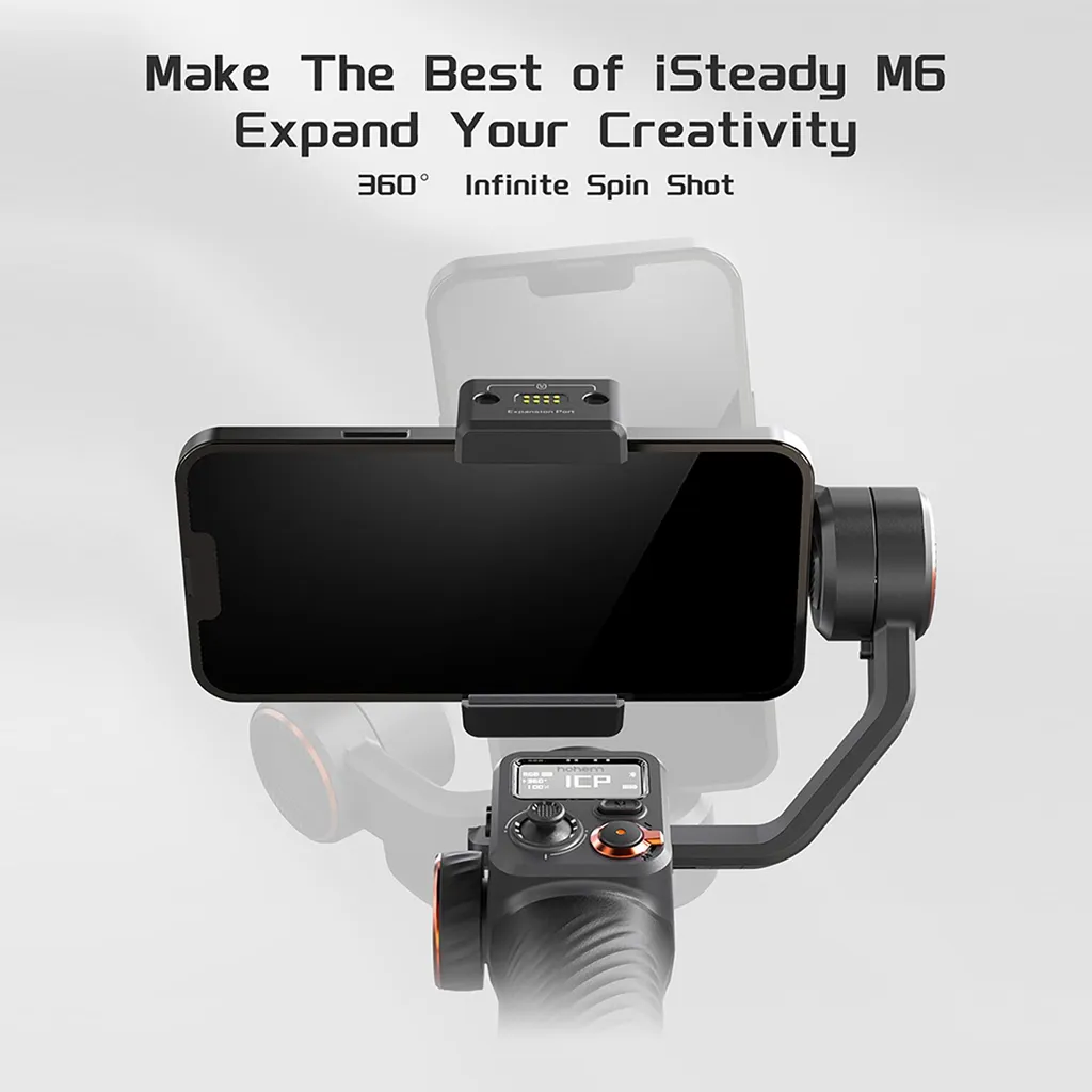 Gimbal 3 axes smartphone avec éclairage IA et commande sans fil Bluetooth