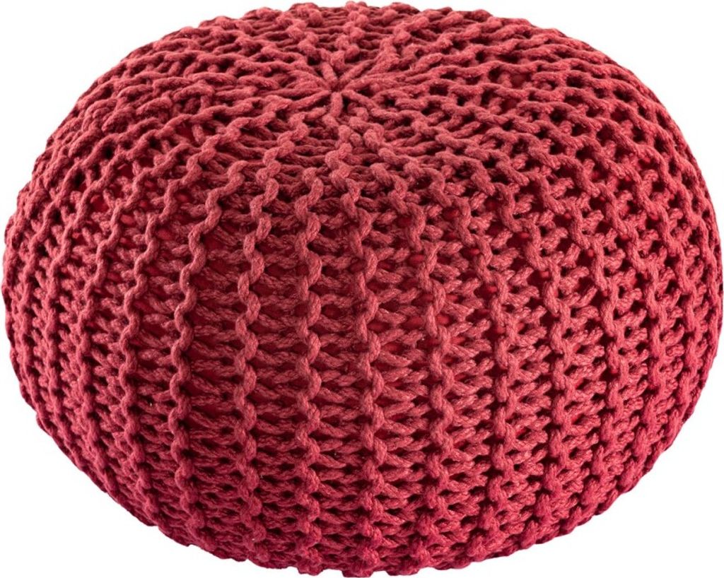 Soma Pouf PREMIUM ø45cm Sitzhocker Strickpouf Innen Terrasse Pool Garten nachhaltig rostbraun - ruby wine