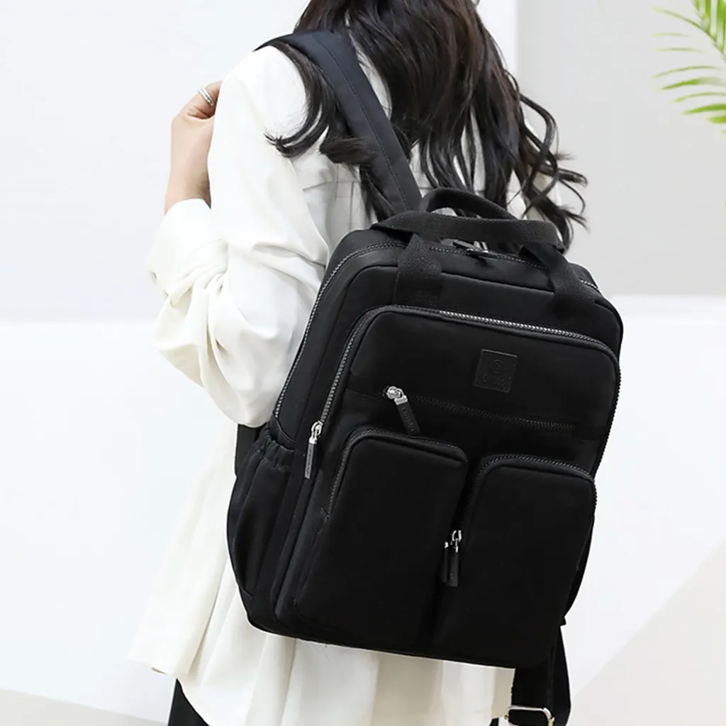 Sac à dos noir multifonctionnel INF avec compartiments de rangement - 2