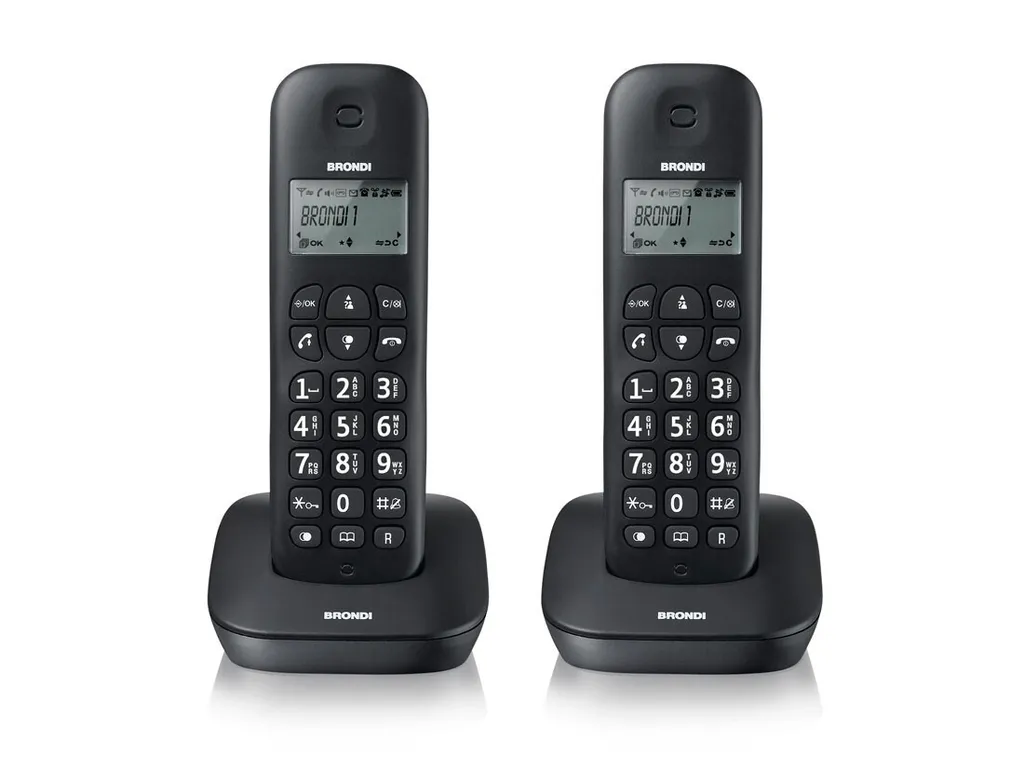 Téléphone fixe sans fil duo Brondi Gala Noir pour maison et bureau à domicile