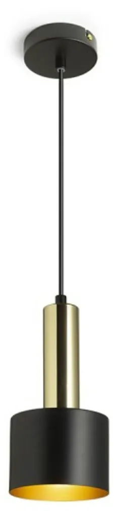 GIULIA 12 Pendentif Noir et Laiton Doré LED E27 11W Design Chic