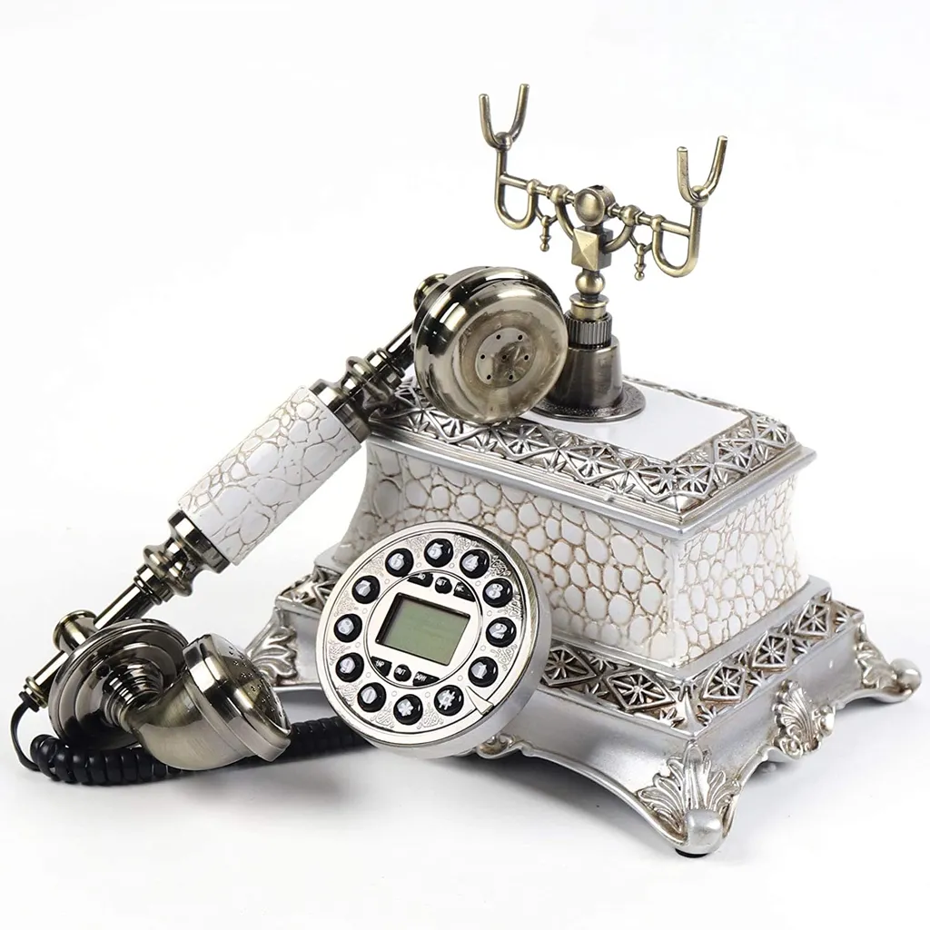 Téléphone nostalgique rétro avec cadran décoratif et sonnerie métal - 7