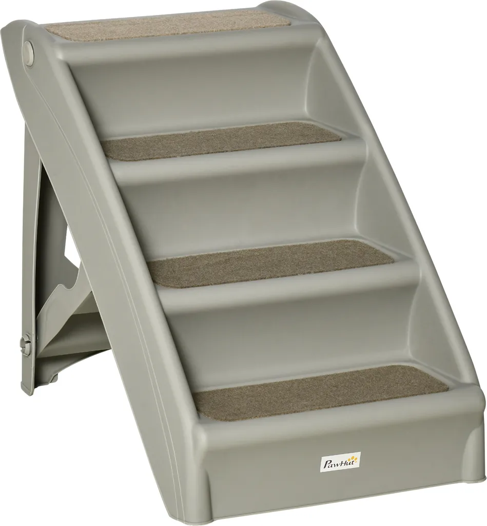 Fini les sauts dangereux : Escalier pour chien et chat 4 marches gris