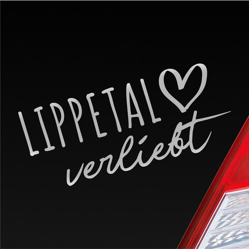 Auto Aufkleber Lippetal verliebt Herz Gemeinde Liebe Car 19x8 cm Silber Sticker Heckscheibenaufkleber