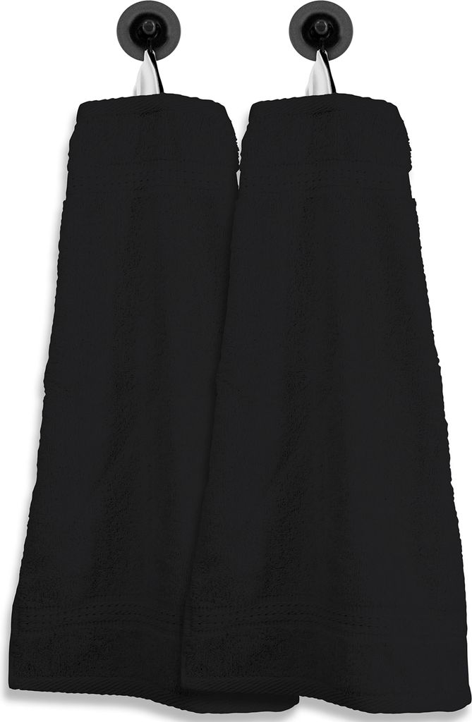 2 Gästetücher Gästehandtücher schwarz 30x50 cm Set Baumwolle Handtücher Frottee
