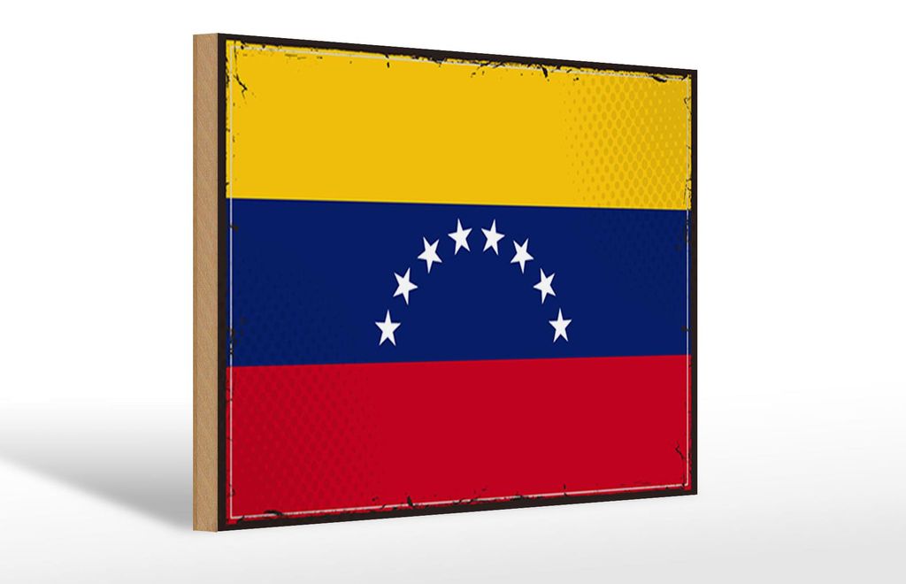 Holzschild Flagge Venezuelas 30x20cm Retro Flag Venezuela