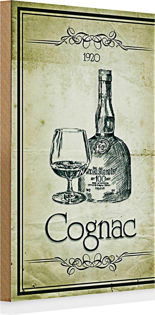 Holzschild 20x30cm 1920 Cognac Retro