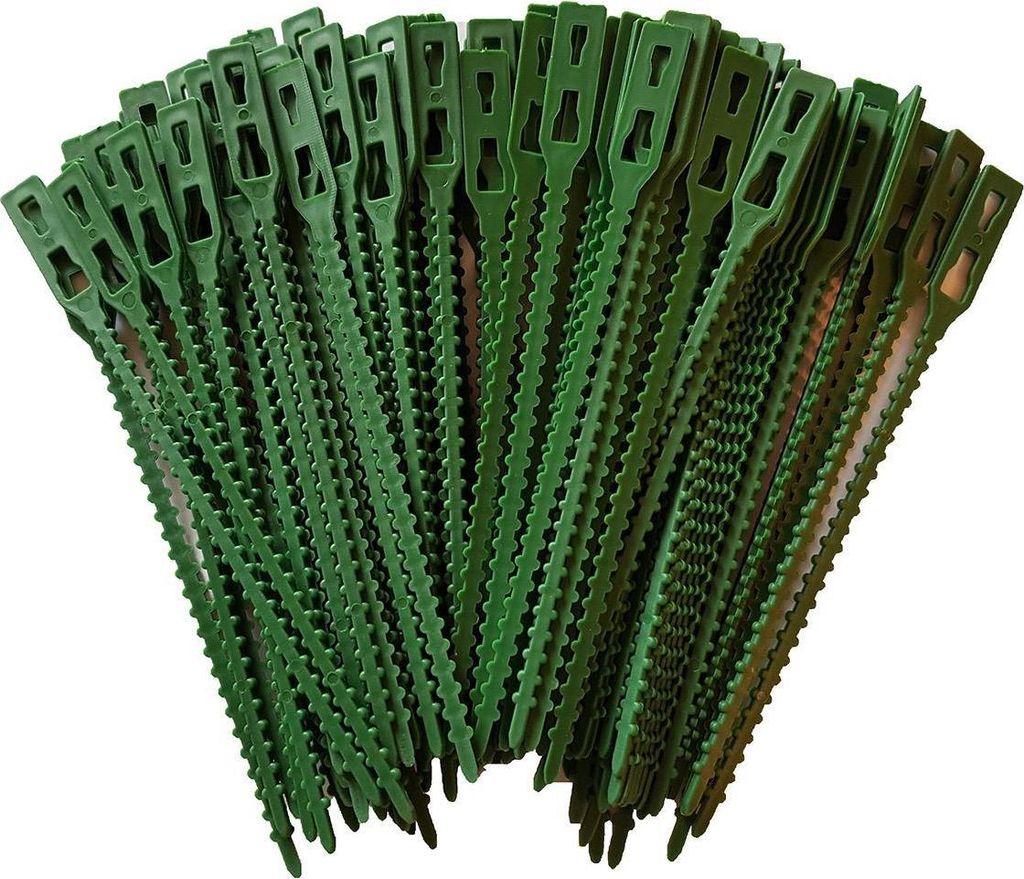 A pile of green plant ties.