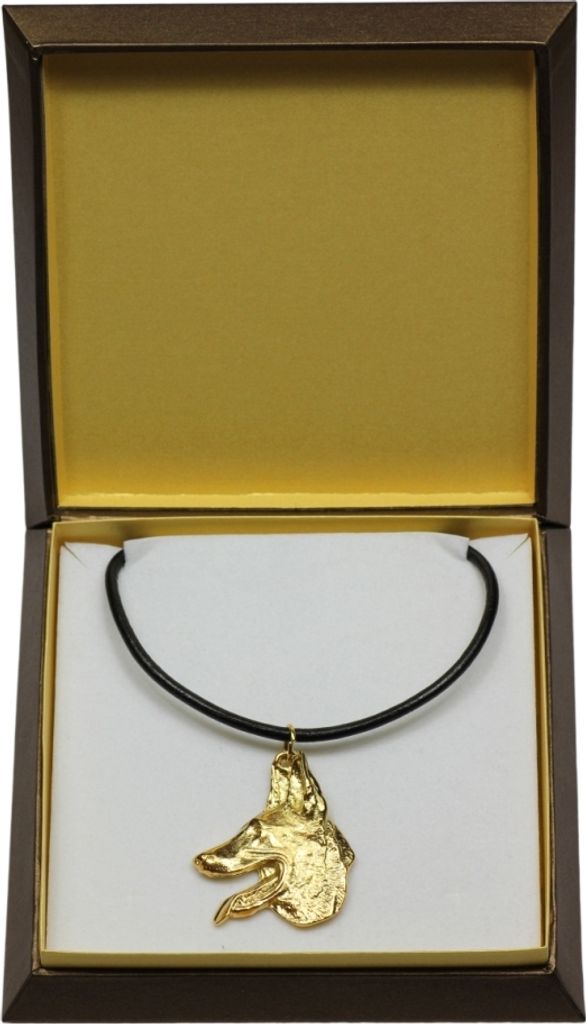 Azawakh I - Hundehalsband in Geschenkbox, vergoldeter Anhänger für Hundefans, auffälliger Schmuck von Art-Dog