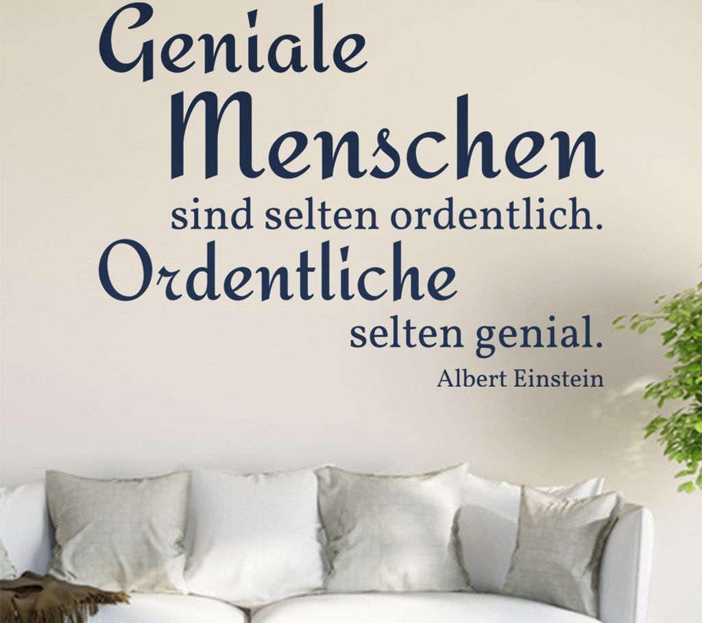 Geniale Menschen sind selten ordentlich... Wandtattoo in 6 Größen - Wandaufkleber Wall Sticker - Dekoration, Küche, Wohnzimmer, Schlafzimmer, Ba...