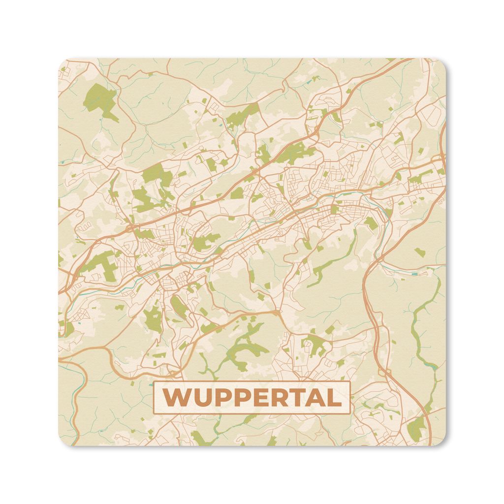 MuchoWow Mauspad Mousepad Wuppertal - Karte - Stadtplan - Vintage 30x30 cm - Mousepads - Maus Mat - Pad - Mausunterlage - Gaming
