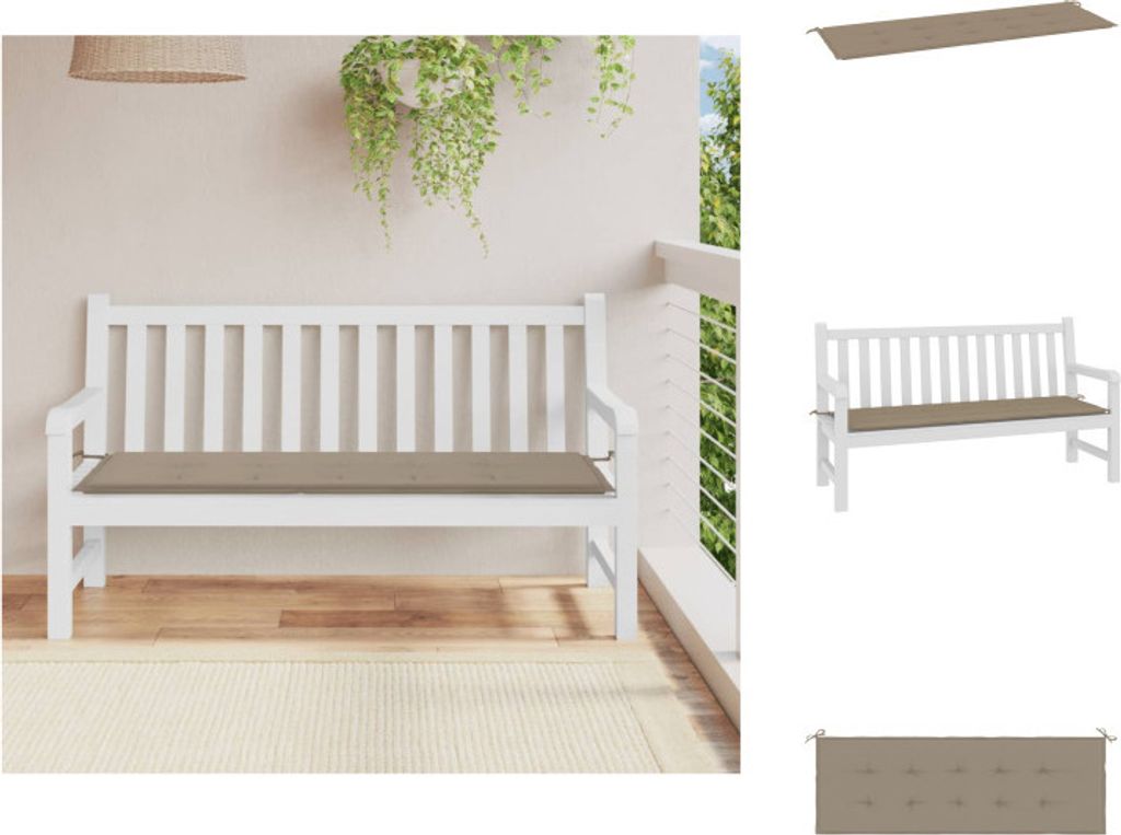 vidaXL Gartenbank-Auflage Taupe 150x50x3 cm Oxford-Gewebe - Sitzpolster