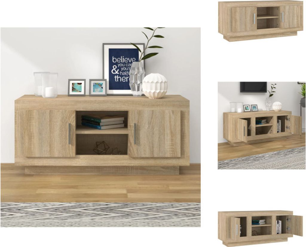 vidaXL TV-Schrank Sonoma-Eiche 102x35x45 cm Holzwerkstoff - TV-Möbel