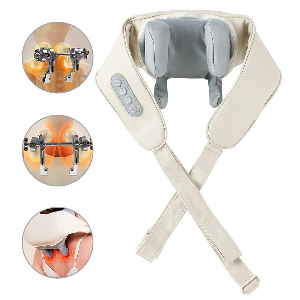 Masseur cervical Shiatsu rechargeable avec 3 vitesses et chaleur