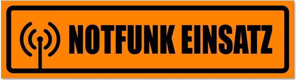Kiwistar - Autoaufkleber - Orange - Schwarz - 30 x 8 cm - Notfunk Einsatz Piktogramm invertiert - Hinweis Aufkleber Sticker für Auto, Kfz, Fahrrad...